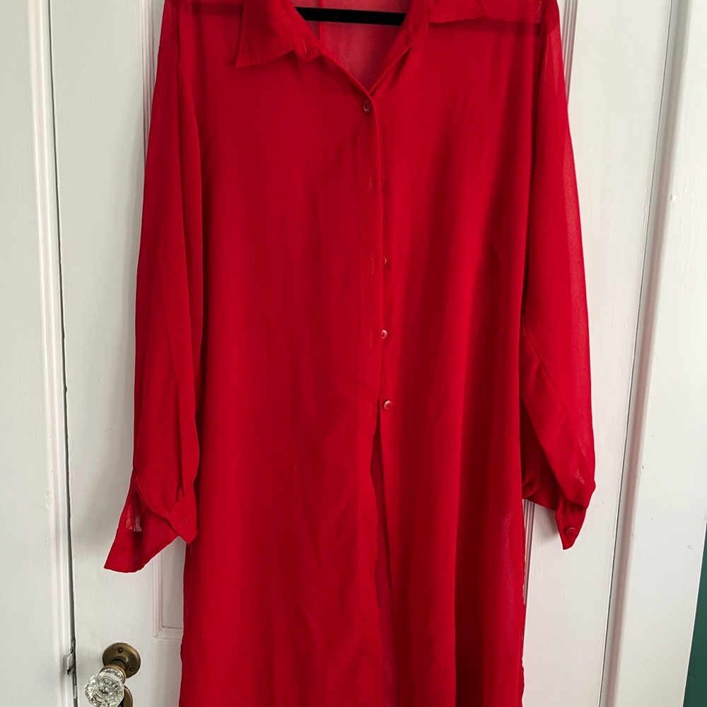 Red Shirt Swim Coverup
